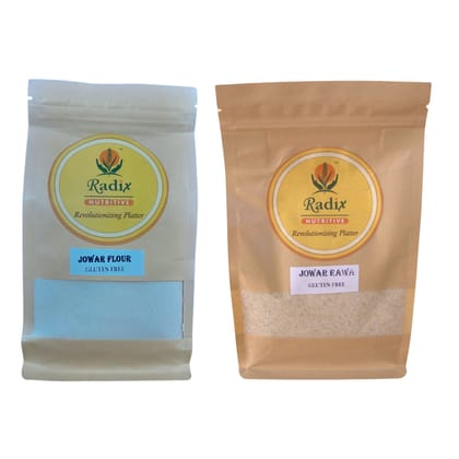 Radix Nutritive® Unpolished Jowar Millet – Jowar Flour and Rava 500 gms each. Natural Products