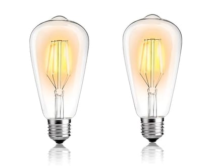  2-Pack Vintage LED Light Bulbs - 60W Equivalent, E26 Medium Base, Dimmable, Warm White 2700K, Amber Glass, 15,000 Hours, UL Listed