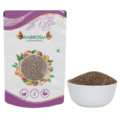 Ambrosia Raw Unroasted Chia Seeds Pouch 250g | Chia Seed for Weight Loss Omega 3| Fibre (Pack of 1)