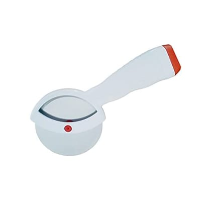 GLOBAL IMPEX Stainless Steel Pizza Cutter Premium Food Grade with Comfortable Plastic Handle Wheel Type White Color with Sharp Blade (Pack of 1)