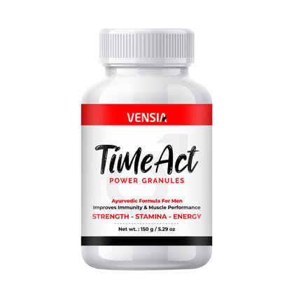 VENSIA HERBALS Timeact Power Granules 150g | Boost Immunity & Muscle Performance | Strengthen Stamina with Ashwagandha, Giloy, and More | Herbal Supplement for Energy | Natural Ingredients for Vitality | Support Overall Health | Immune System Booster