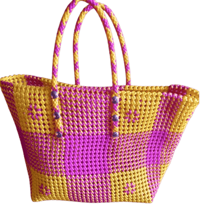 Yellow and Pink  Big Size Handwoven Wire Bag