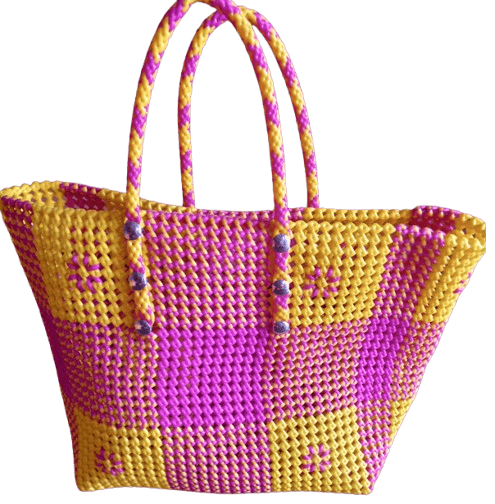 Yellow and Pink  Big Size Handwoven Wire Bag