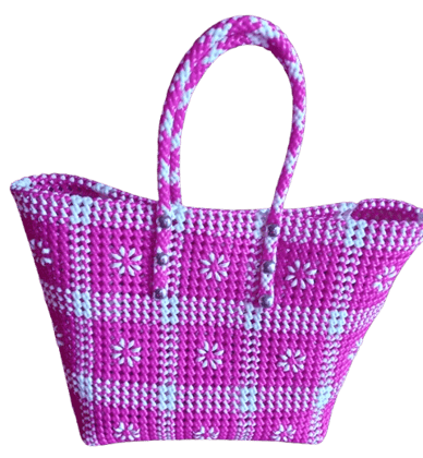 Big Size Handwoven Pink Colour Wire Bag