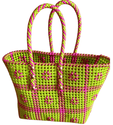 Big Size Wire Bag with Neon Green and Pink Accents