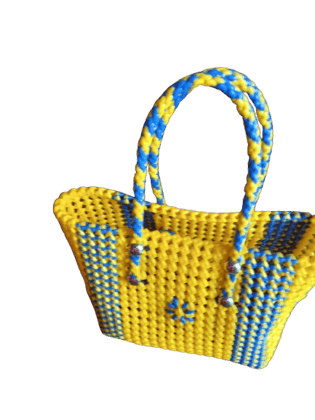 Handmade Yellow Colorful Plastic Woven Wire Bag