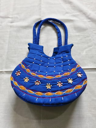 Blue Hand Embroidered Handbag