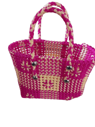 Handmade Colorful Plastic Woven Tote Bag