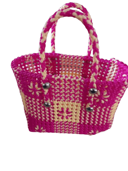 Handmade Colorful Plastic Woven Tote Bag