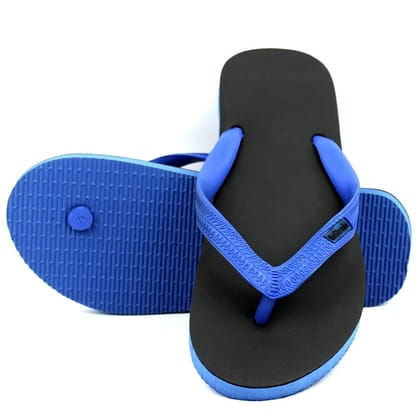 Black & Royal Blue Natural Rubber Flip-Flops Slippers (Men)