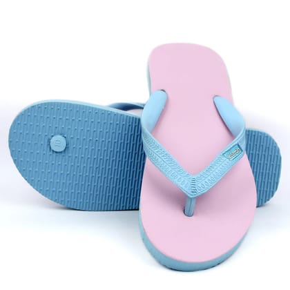 Twin Color Pink & Sky Blue Natural Rubber Flip-Flops slippers (Men)