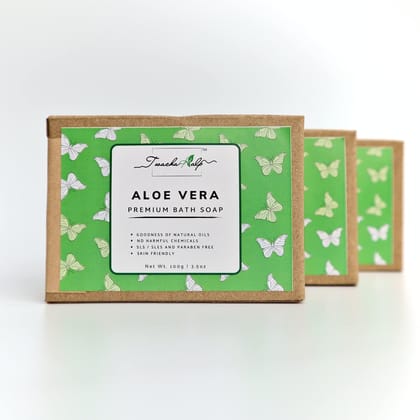 TWACHAKALP Premium Aloe Vera Soap | 100g x 3 | Pack of 3 | Natural Handmade Aloe Vera Soap | 300g