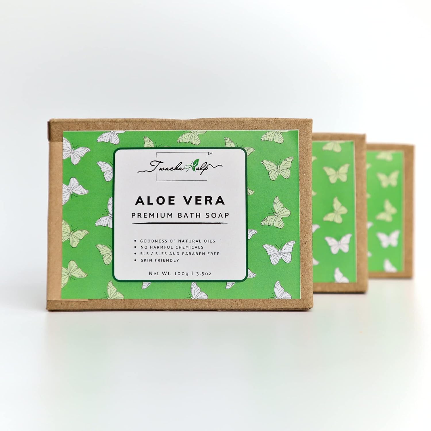 TWACHAKALP Premium Aloe Vera Soap | 100g x 2 | Pack of 2 | Organic Handmade Aloe Vera Soap | 200g