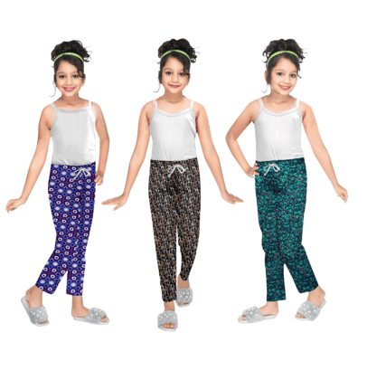 Girls Printed Pant and Night Pant (Pack of 3)