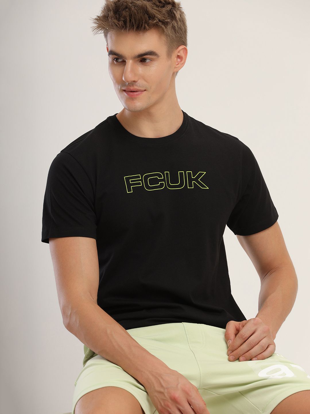 FCUK Play Wembley, Men's Black Crew neck T-Shirt