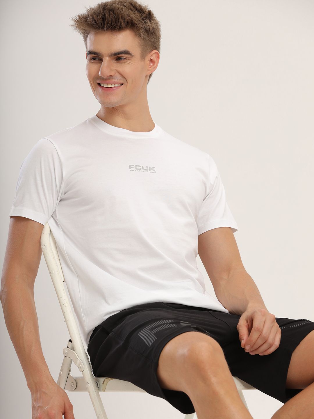 FCUK Play Newbury, Men's White Crew neck T-Shirt