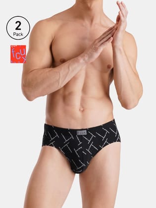 FCUK Play Bruce, Men's Printed Briefs Pack of 2-Black-Red