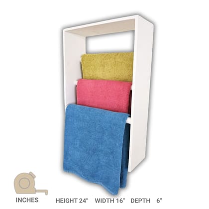 BARISH Home DECOR'S - Towel Holder Simple | Wall Mount Towel Organiser | Handcrafted with Rubberwood | Superior Finish & Unique Contemporary Design | 24 x 16 x 6 Inches