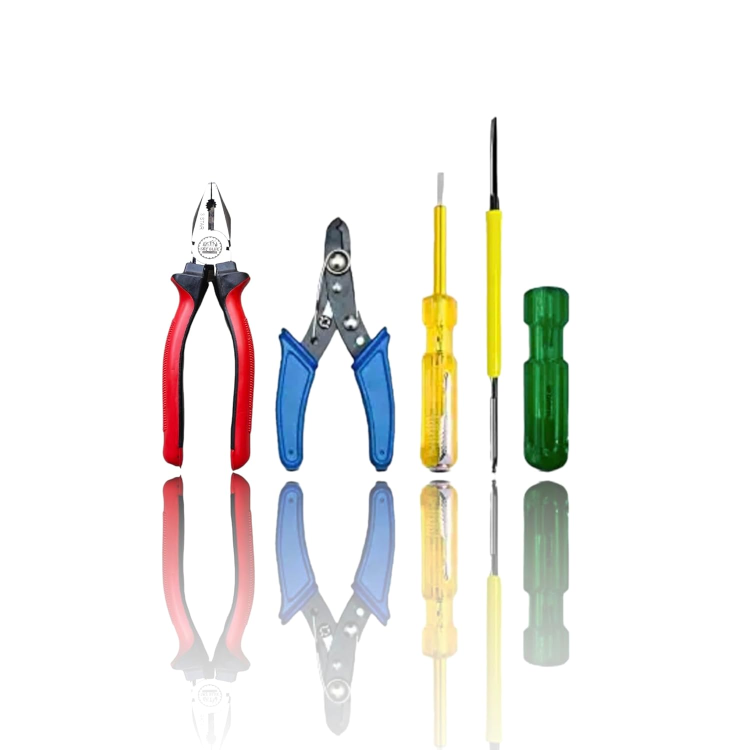 SKY BLUE Enterprises Combo set of 4 1 pcs. Combination Plier, 1 pcs. Wire striper, 1 pcs. Line Tester, 1 pcs 2in1 Screwdriver