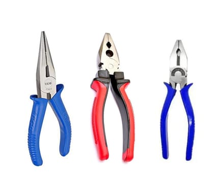 SKY BLUE Enterprises Nose Plier Combo Cutting player Cutting plier for home, Player tools, Combination plier, Pliers for electrical work,With Red Plas And Jonex 999 6 inch Plier (3pack)