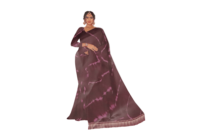 Women's Purple Handloom Pure Katan Saree With Blouse Piece