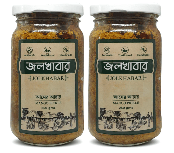 JOLKHABAR | AAM er AACHAR 500gm Pack | Mango Pickle | Authentic Traditional Handmade | Bengali Recipe | 500gms (250gms X Pack of 2)