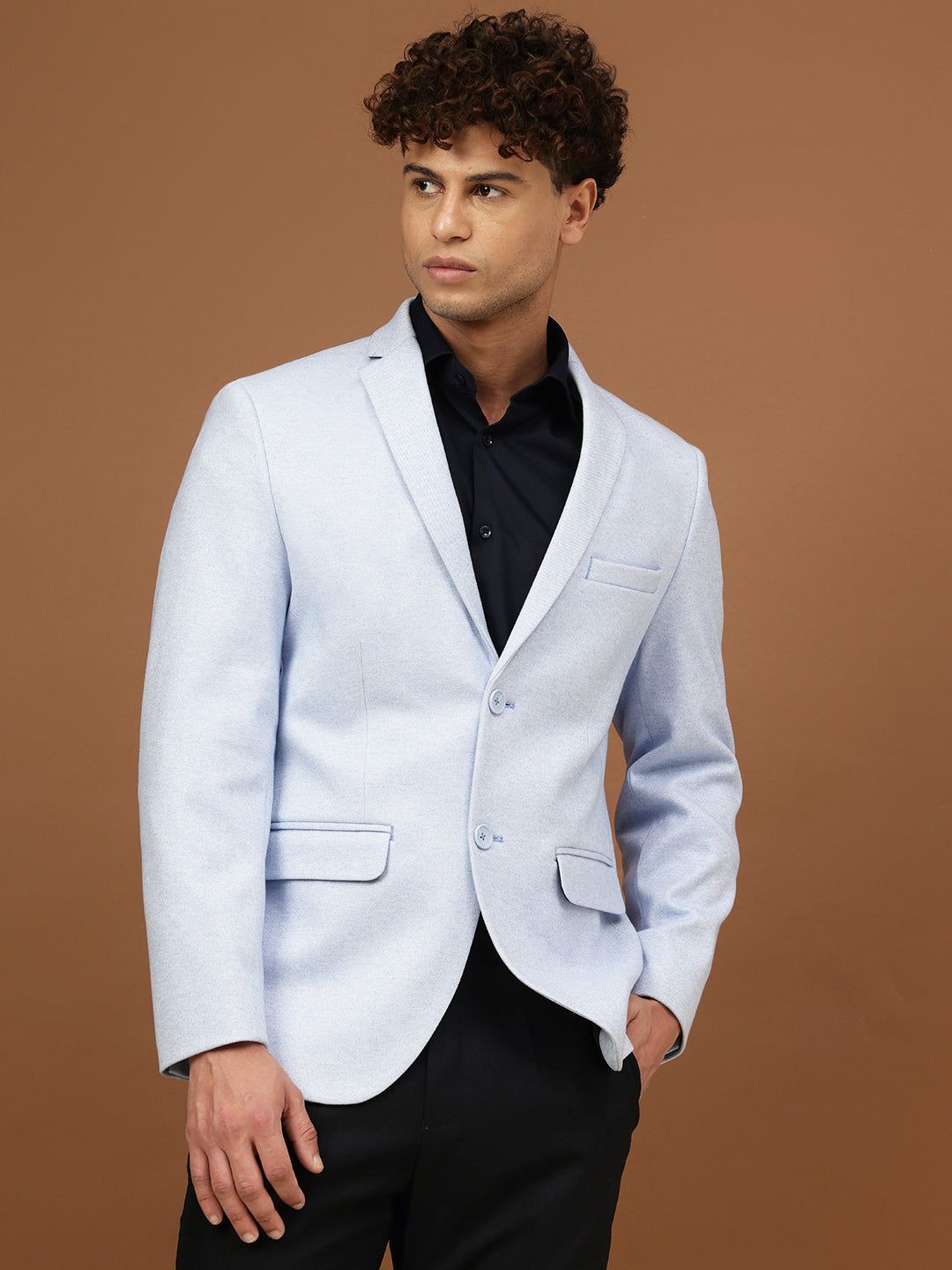 Richlook Men Sky Blue Smart Fit Blazer