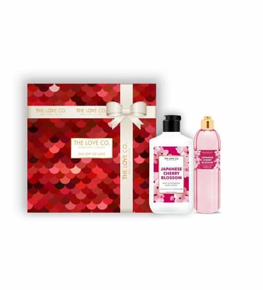 The Love Co. Japanese Cherry Blossom Body Care Set - Luxurious Hamper with Shower Gel & Body Lotion | Duo Pack for Both Men and Women | Ideal for Anniversaries, Birthdays & Any Celebratory Even