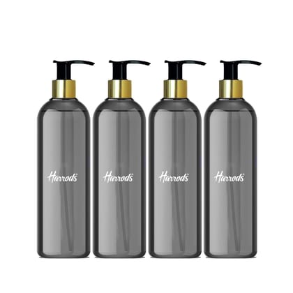 Harrods Empty Shampoo Pump Bottles Refillable Dispenser Container Liquid Soap Dispenser Pump Lotion Bottle Plastic Cylinder with Golden Pumps (Golden Pump Bottle-4pc)