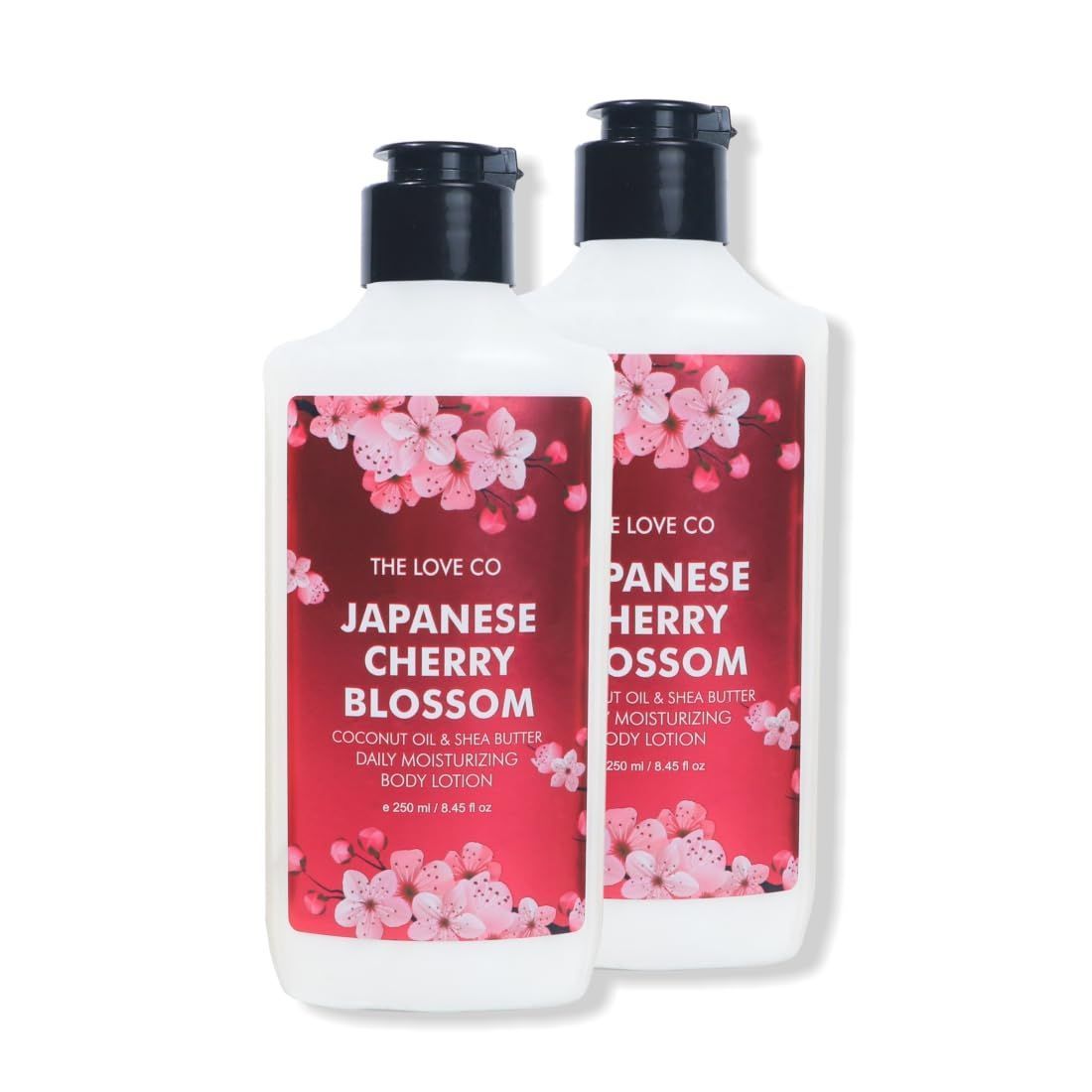 THE LOVE CO Japanese Cherry Blossom Body Lotion Combo Pack*2 - Lotion for Dry Skin - Suitable for Men and Women with Jojoba Oil, Shea Butter & Vitamin E - 250ml Each