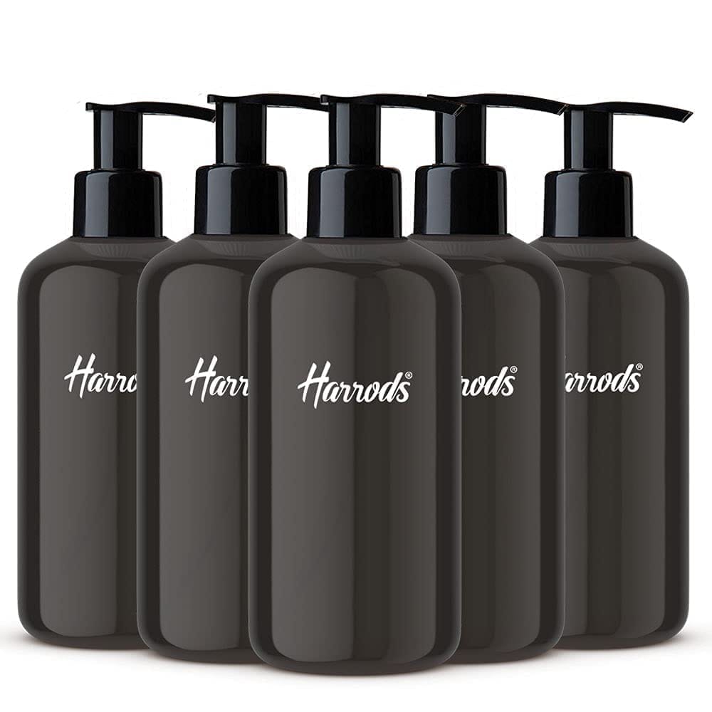 HARRODS Empty Plastic Pump Bottle, Bottle For oil, Liquid, Fogging, Room Spray, Rangoli and Hand wash 300ml (6Pcs)