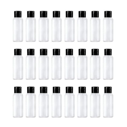 LUVS 24 Pcs 50ml Empty White Bottle with black Flip Cap for Essential Oil Sample Liquid Reagent Cosmetic