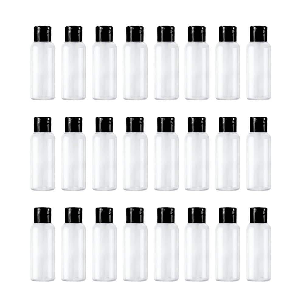 LUVS 24 Pcs 50ml Empty White Bottle with black Flip Cap for Essential Oil Sample Liquid Reagent Cosmetic