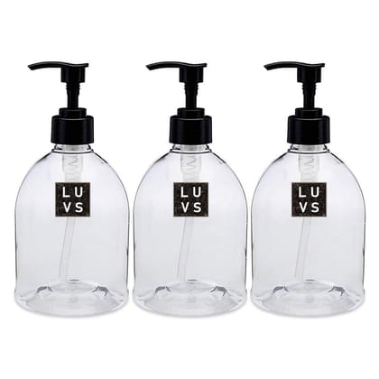 LUVS Empty Plastic Bottle for Sanitizer, Handwash, Lotion, Oil, Liquid, Dispenser - (Set of 3) 300ml Each