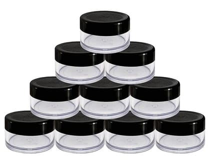 HARRODS Empty Acrylic San Jar Transparent Cosmetic Container with Leakproof inner lids for Lip Balms, Lip Scrubs, Body Butters, Eyeshadow, Makeup & DIY cosmetics beauty products - 8gm (Pack of 10)