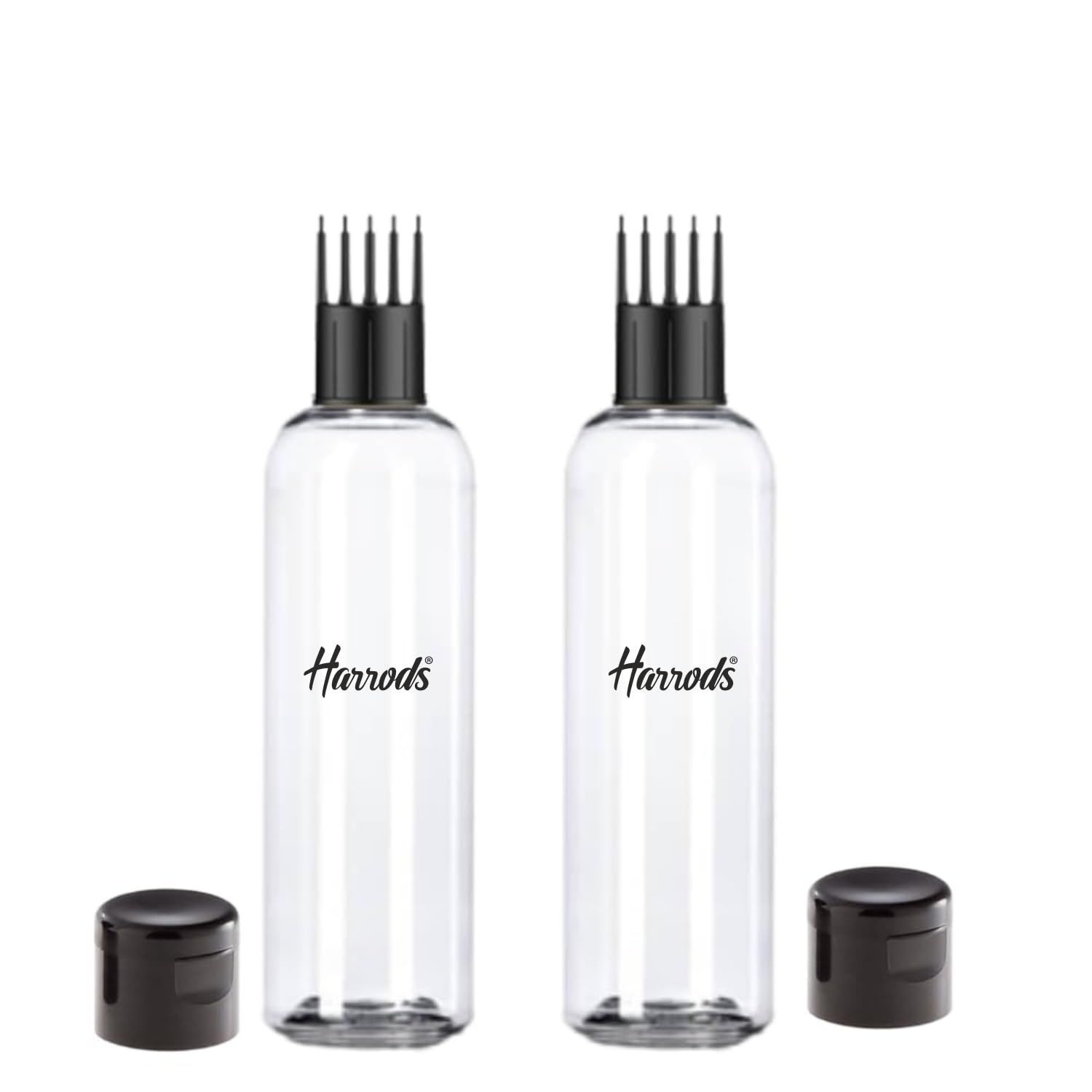 HARRODS 200Ml Empty Plastic Bottle For Hair Application | Hair Root Applicator Bottle With Comb Head | Perfect For Rosemary Tea, Hair Oil, Hair Colour, Shampoo, Travel Friendly - Pack of 2