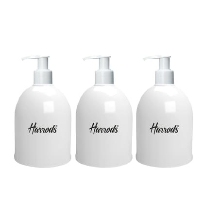 HARRODS Empty Plastic Bottle for Sanitizer, Handwash, Lotion, Oil, Liquid, Dispenser - 300ml Each (White Pack of 3)