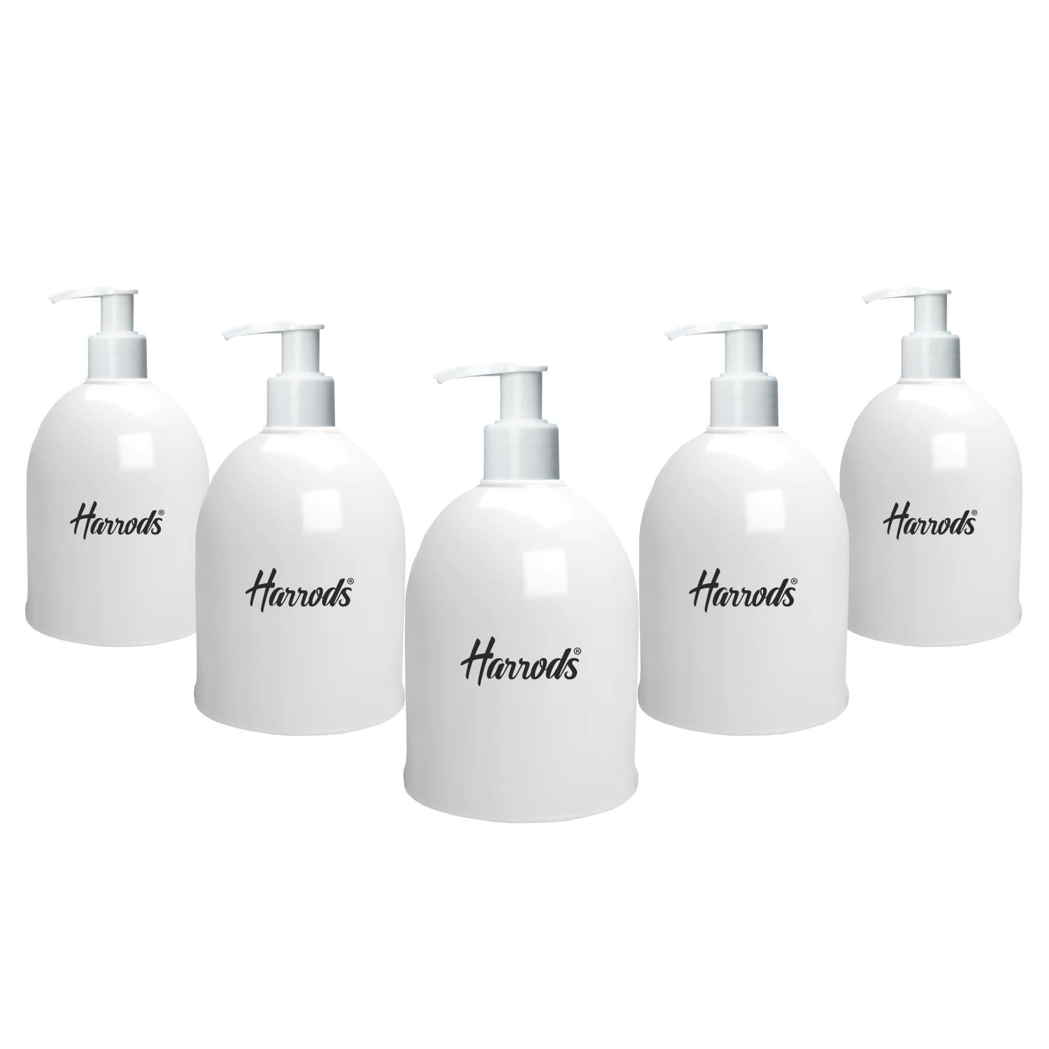 HARRODS Empty Plastic Bottle for Sanitizer, Handwash, Lotion, Oil, Liquid, Dispenser - 300ml Each (White Pack of 5)