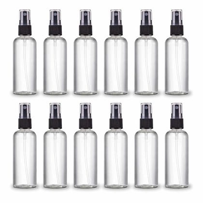 HARRODS Plastic Empty Small Spray Bottle, Mist Spray Bottle | Empty Spray Bottle | Spray Bottles | Liquid | Travel | Fogging | Sanitizer Spray Bottles | Room Spray | 100ml Pack of 12