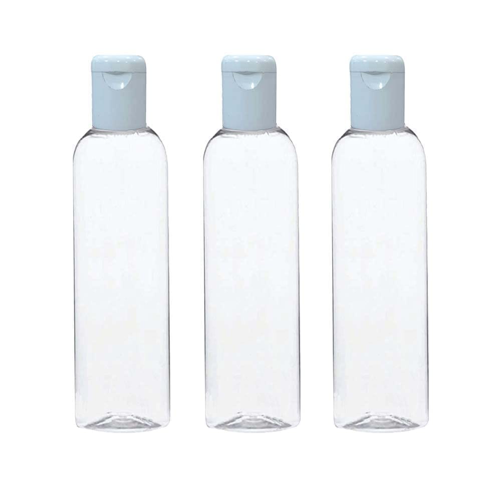 100ml Empty Plastic Flip Top Bottles With Black Caps For Travelling, Lotion, Shampoo, Oil, Costemic Containers Use (Pack of 3)