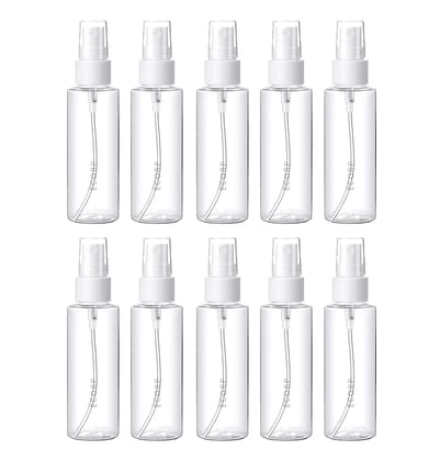 HARRODS Spray Bottles 30ml Clear Empty Fine Mist Plastic Mini Travel Bottle Set, Small Refillable Liquid Containers (30ml Pack of 10)