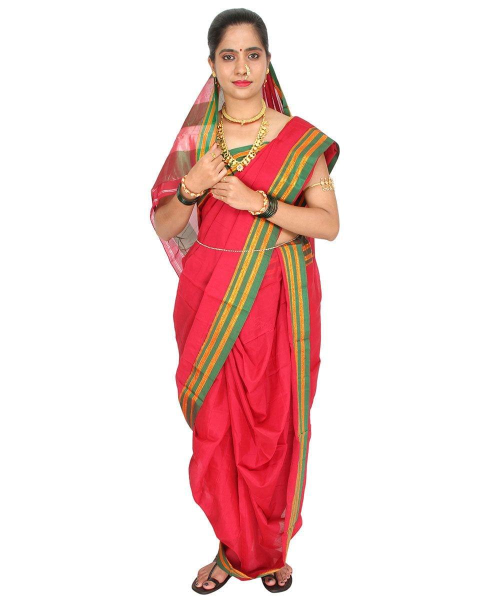 Readymade Red Nauwari Saree