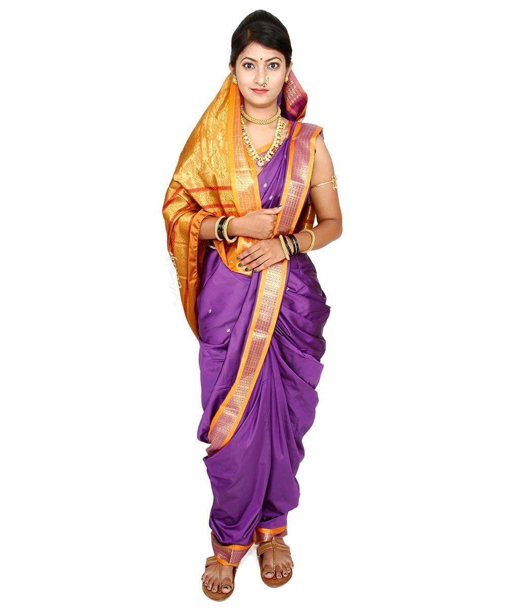 Readymade Purple Nauwari Saree