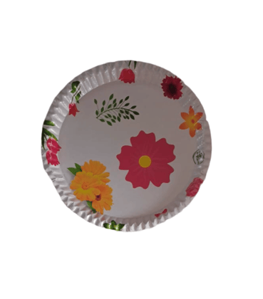 White paper plate with floral design (pack of 25 )