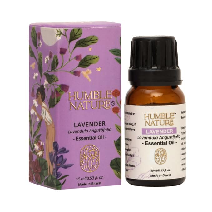 Humble Nature Lavender Essential Oil for Healthy Hair & Growth, Skin, Hair Fall Control and Relaxing Sleep| Lavandula Angustifolia | 100% Pure, Natural, Undiluted | 15ml