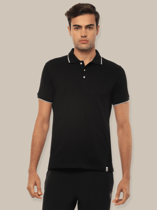 Hummel Men Black B2B Polo Cotton Tipping