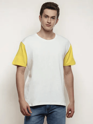 Sunset Men's Off White Color Block Boxy T-shirt