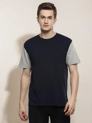 Smash Men's Blue Color Block Boxy T-shirt