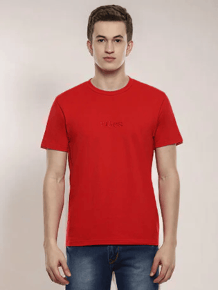 Fringe Men's Red Embroidered Stripes T-shirt