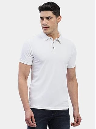 Hummel Men White Swift Sports Polo Collar Tshirt